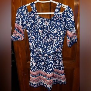 Super cute cold shoulder girls shorts romper